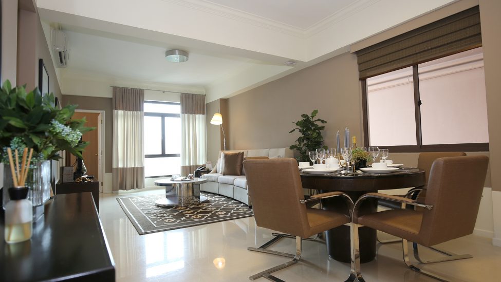 dining area of three bedroom premier singapore apartments for short term rent