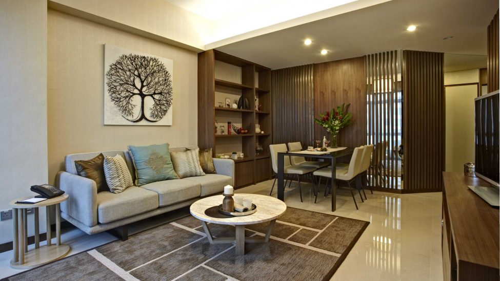 living and dining areas of singapore serviced apartment