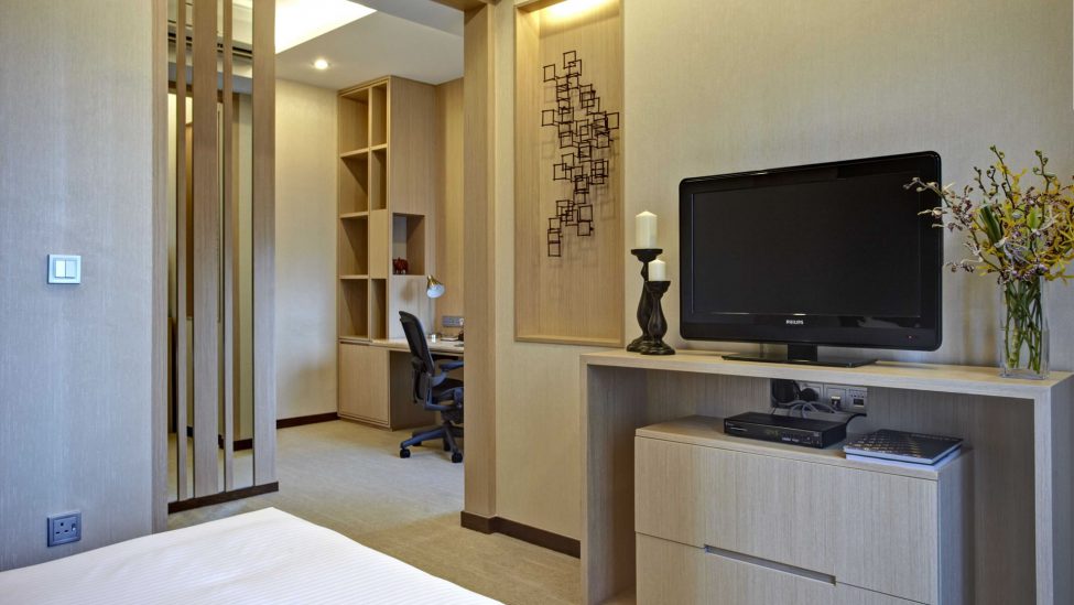 separate study area of service apartments in singapore a week stay available