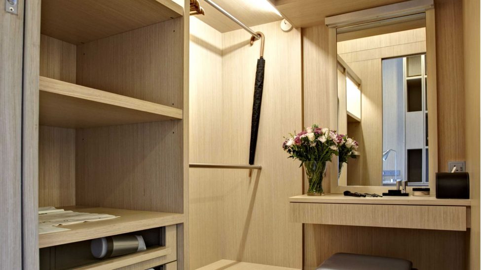 wardrobe and dressing table of one bedroom service apartments for a week stay in singapore